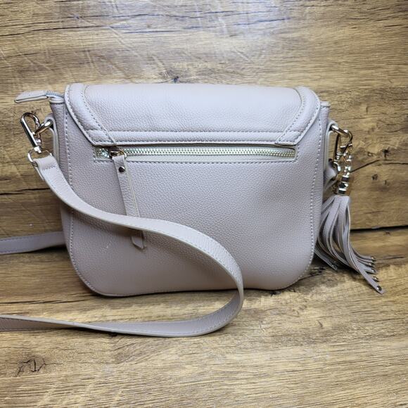 Lulu's tan gold vegan cross body purse sz 10 x 8 in - Picture 6 of 9